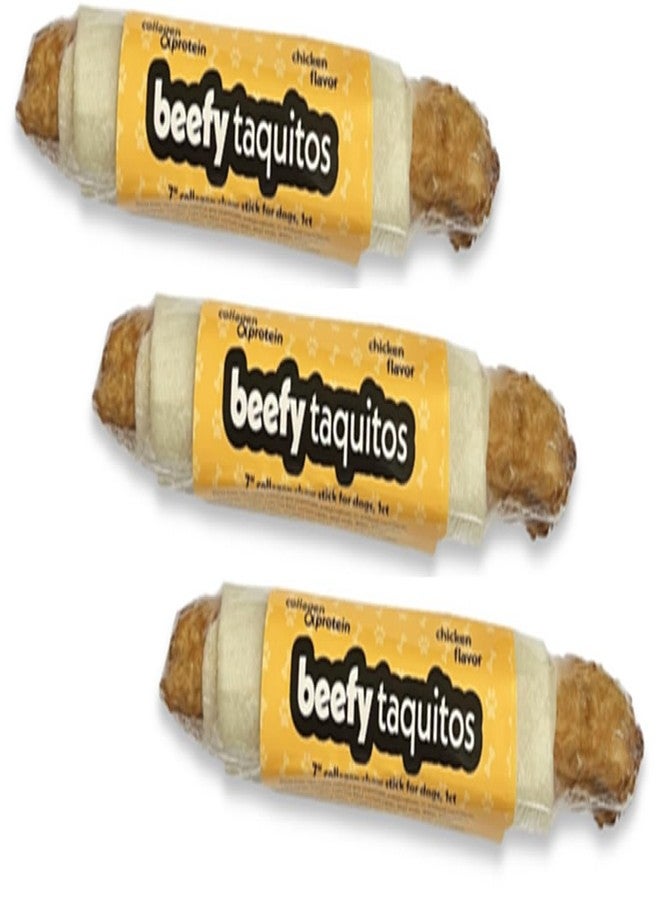 Frankly Original Pet - Chicken Flavored Collegen Packed Beefy Taquito Stick for Small and Medium Dogs Pack of 3 (Long Lasting Chews, Treats, Bones for Aggressive Chewers) - 7" (8661) - Image 1